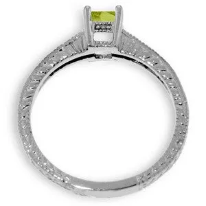 0.65 Carat 14K Solid White Gold Story Of Own Peridot Diamond Ring