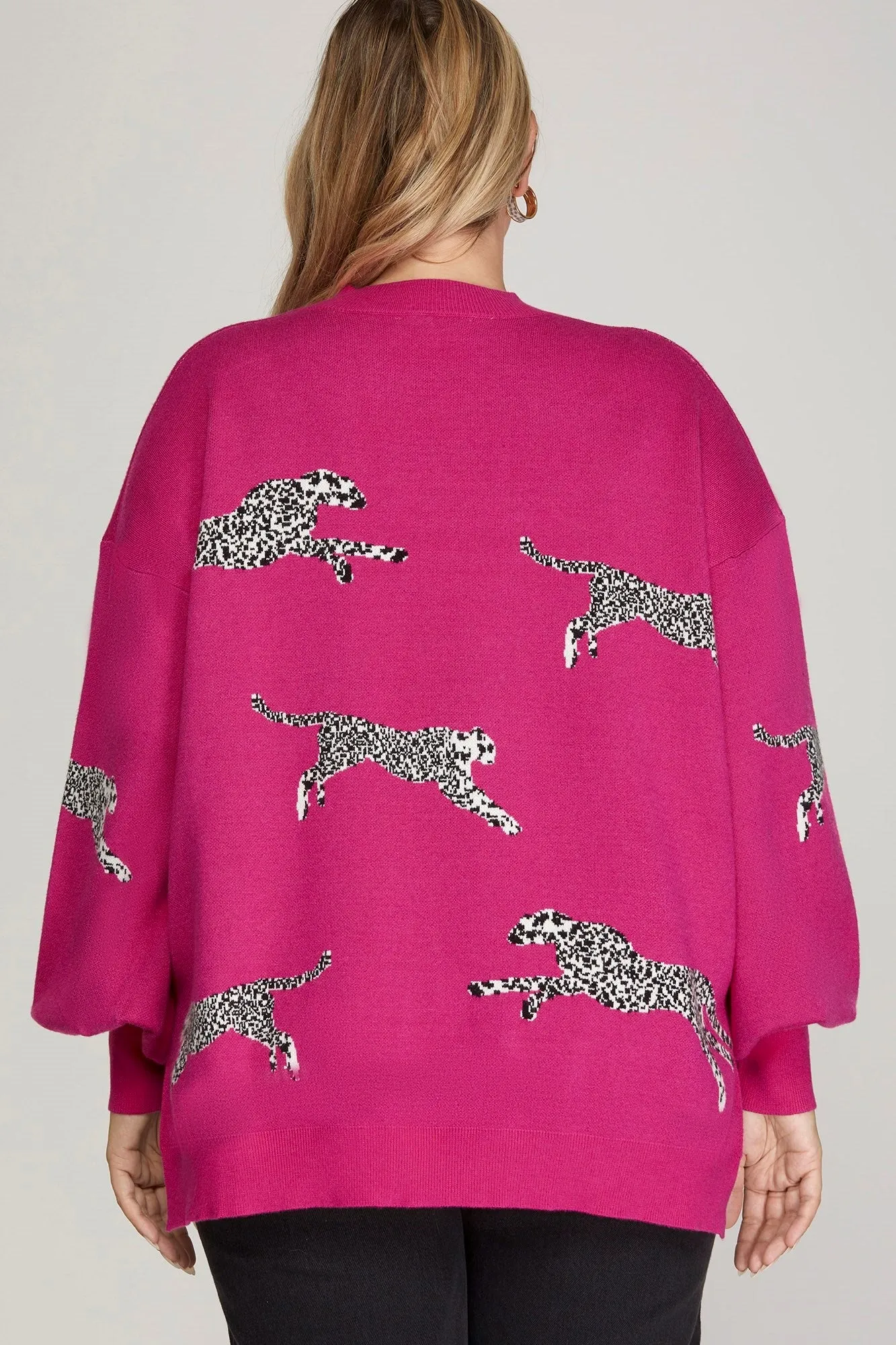 29 SD {Cheetah Love} Hot Pink Cheetah Sweater PLUS SIZE XL 1X 2X