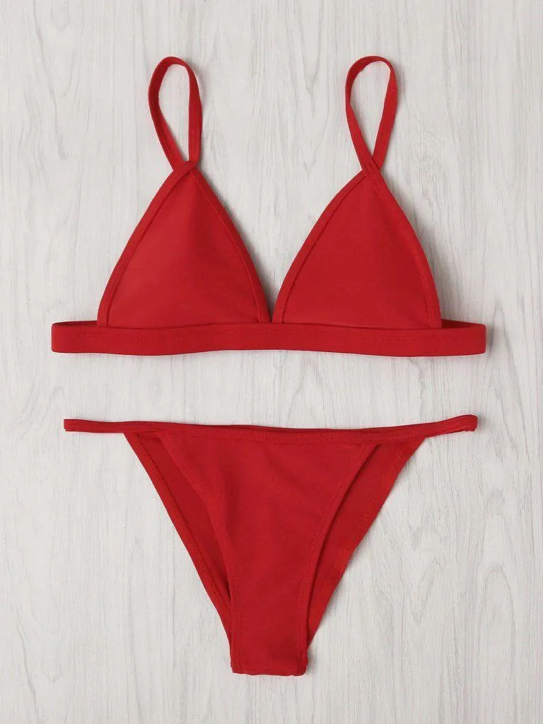 Adjustable Strap Triangle Bikini Set