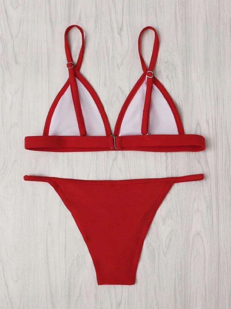 Adjustable Strap Triangle Bikini Set