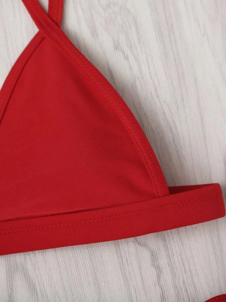 Adjustable Strap Triangle Bikini Set