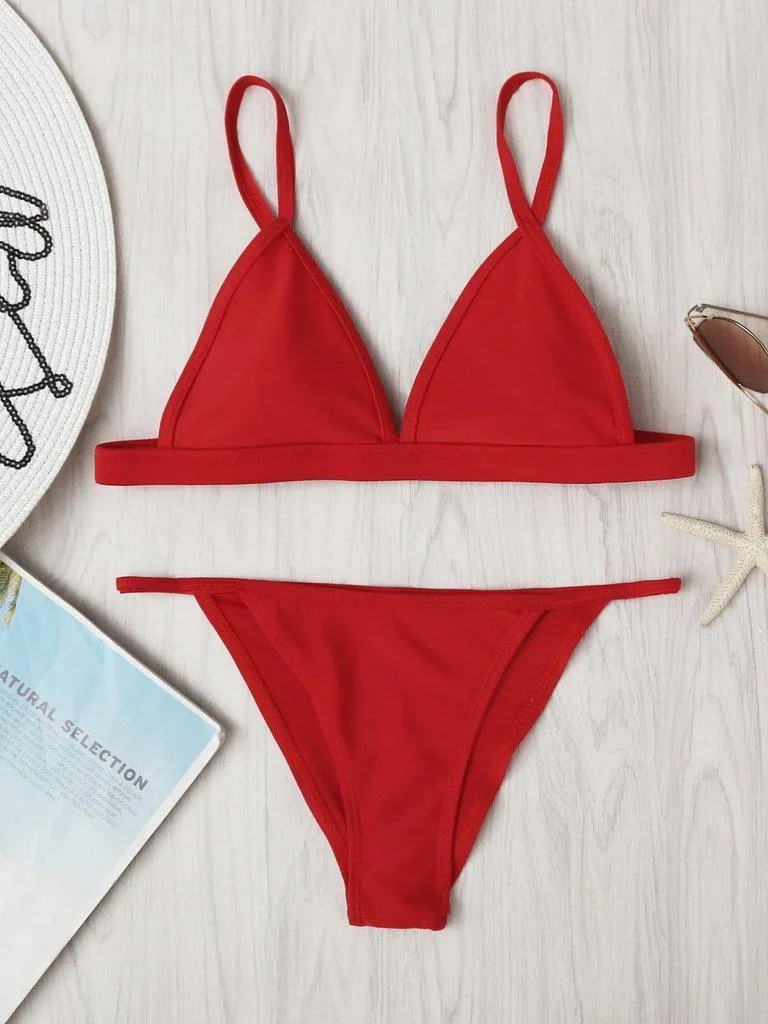 Adjustable Strap Triangle Bikini Set