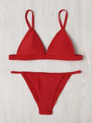 Adjustable Strap Triangle Bikini Set