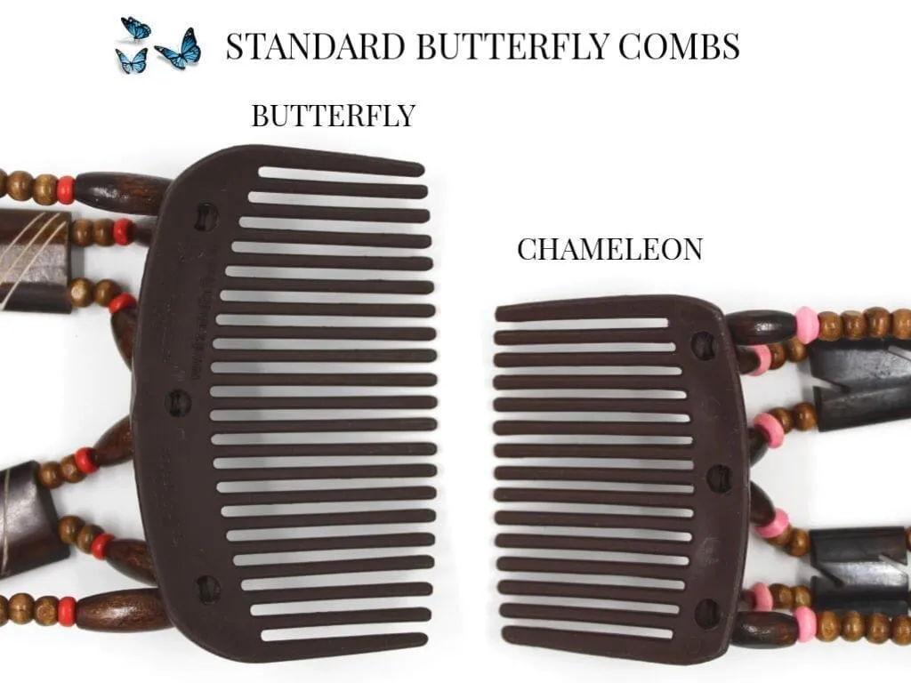 African Butterfly Chameleon Hair Comb - Ndebele Brown 89