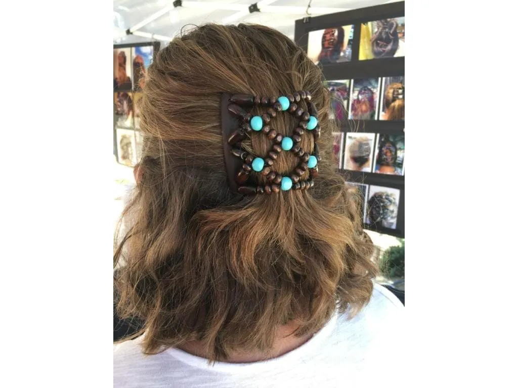 African Butterfly Chameleon Hair Comb - Ndebele Brown 89