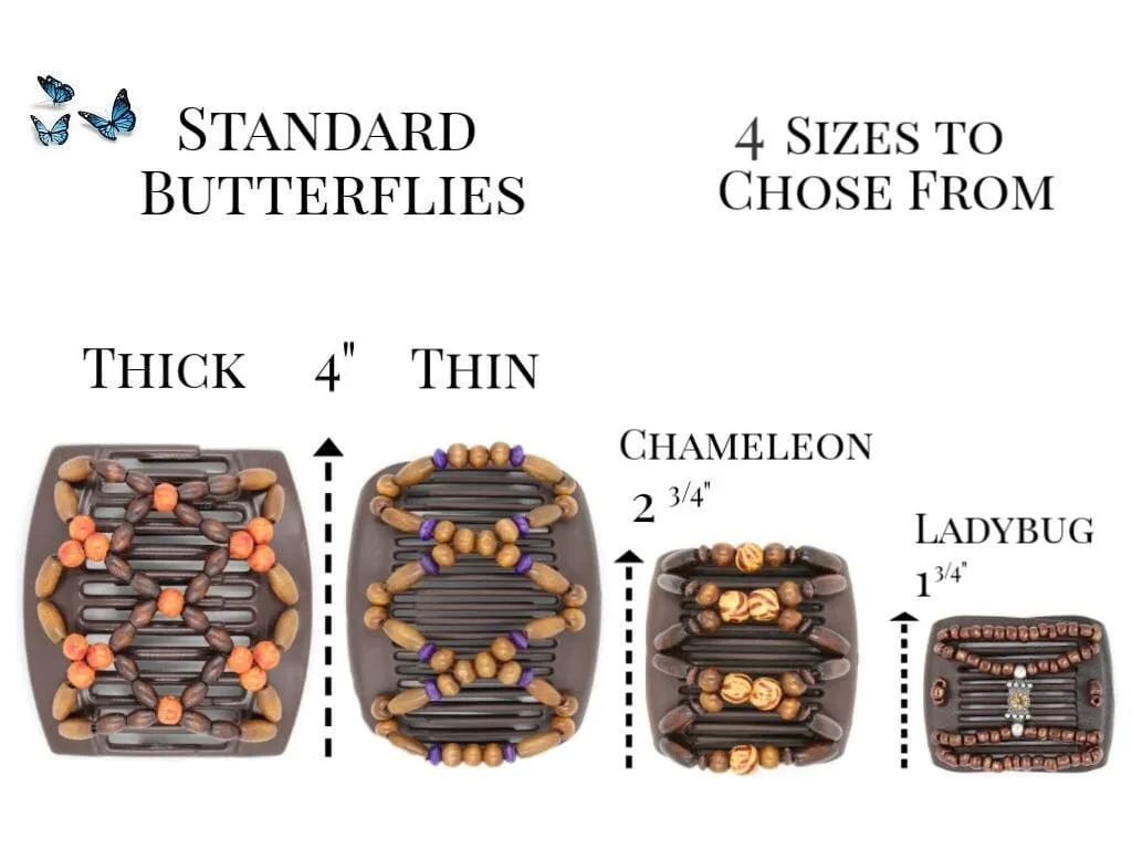 African Butterfly Chameleon Hair Comb - Ndebele Brown 89