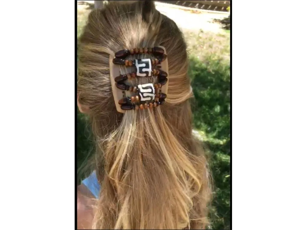 African Butterfly Chameleon Hair Comb - Ndebele Brown 89