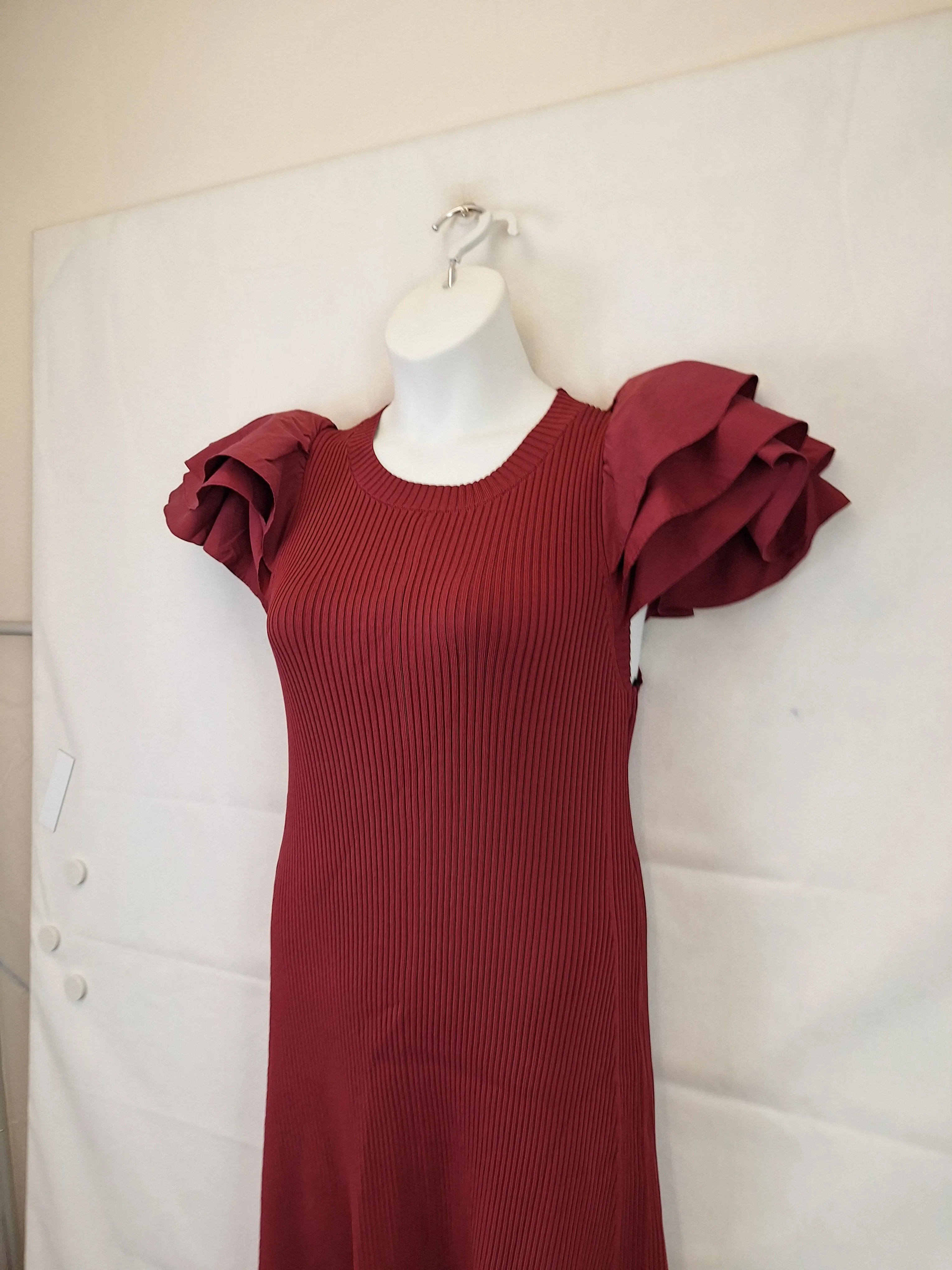 Aje Mahogany Puff Sleeve Midi Dress Size L