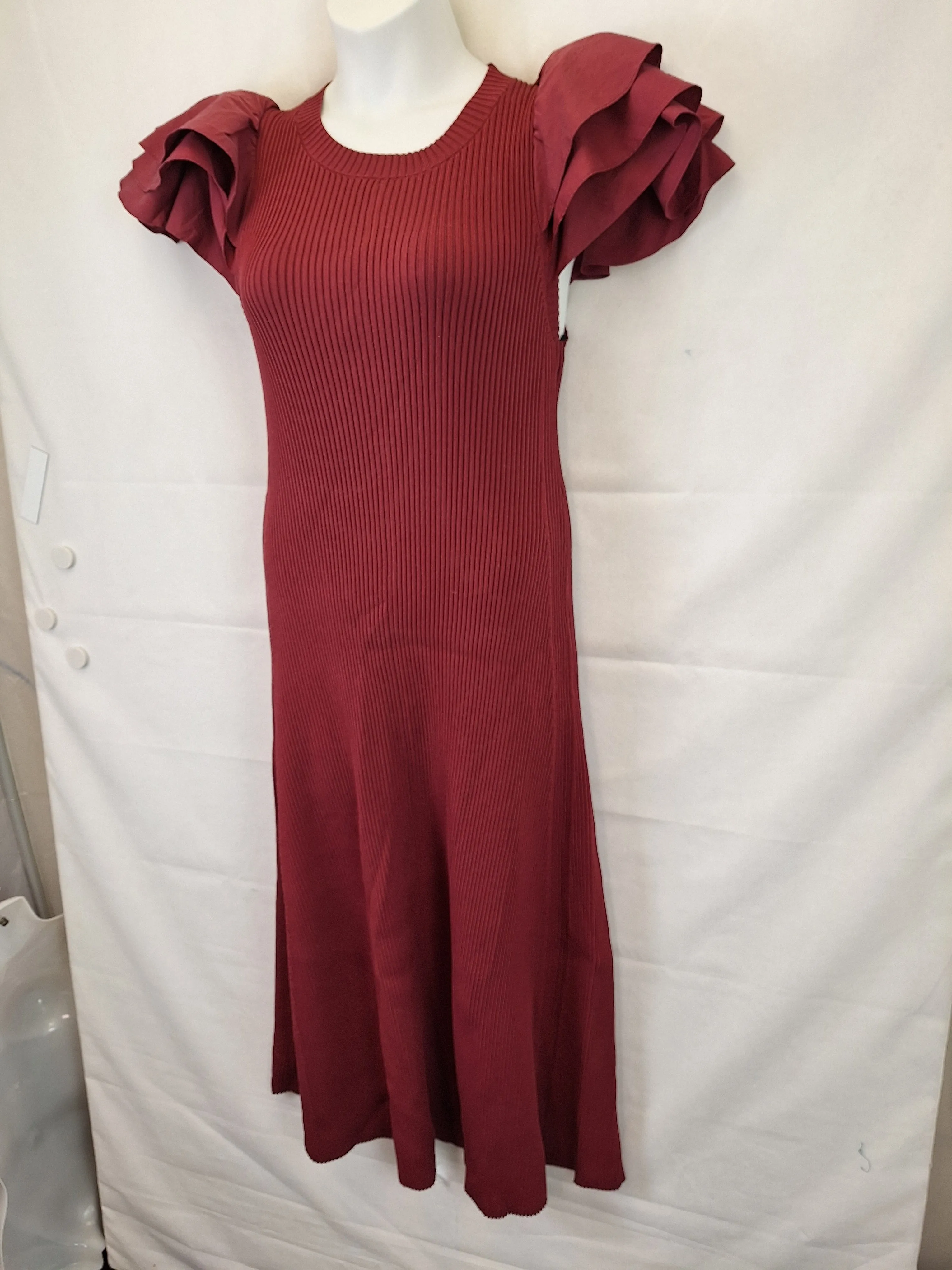Aje Mahogany Puff Sleeve Midi Dress Size L