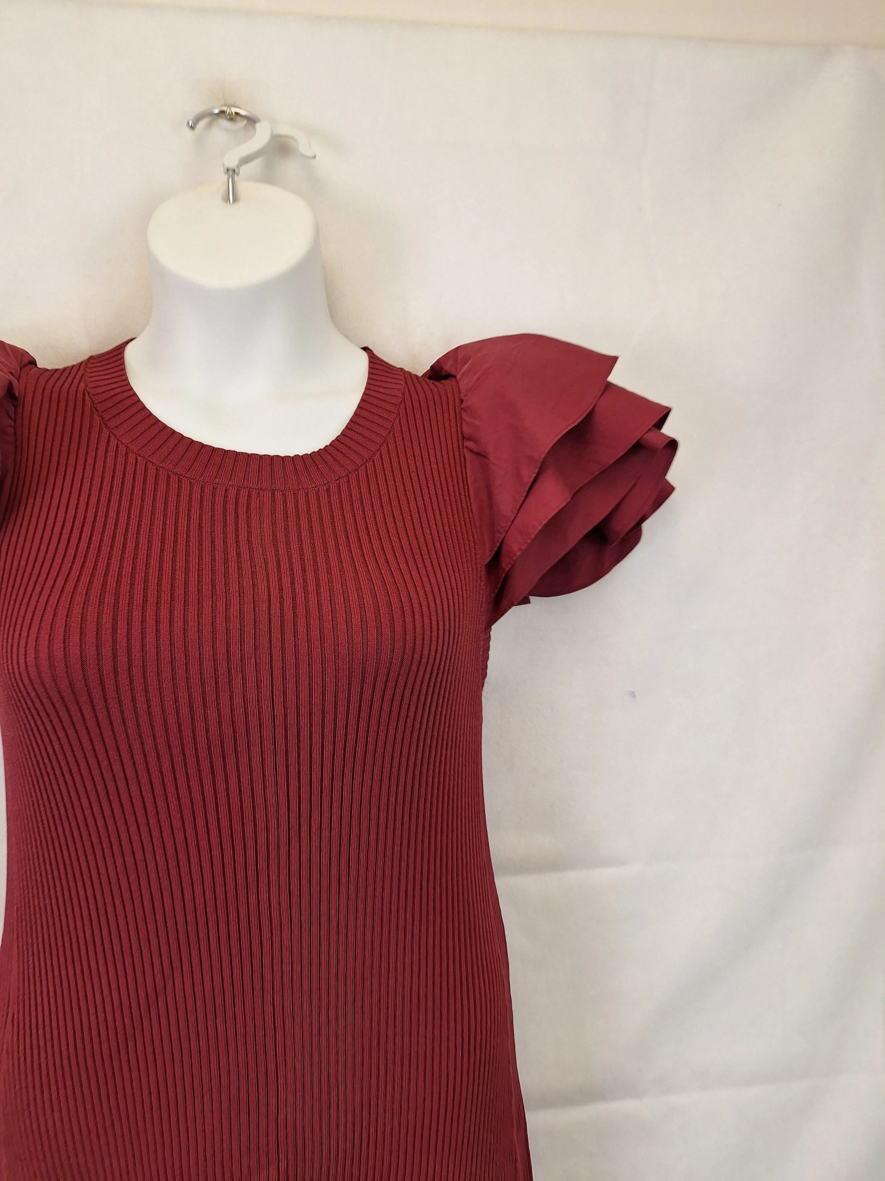 Aje Mahogany Puff Sleeve Midi Dress Size L