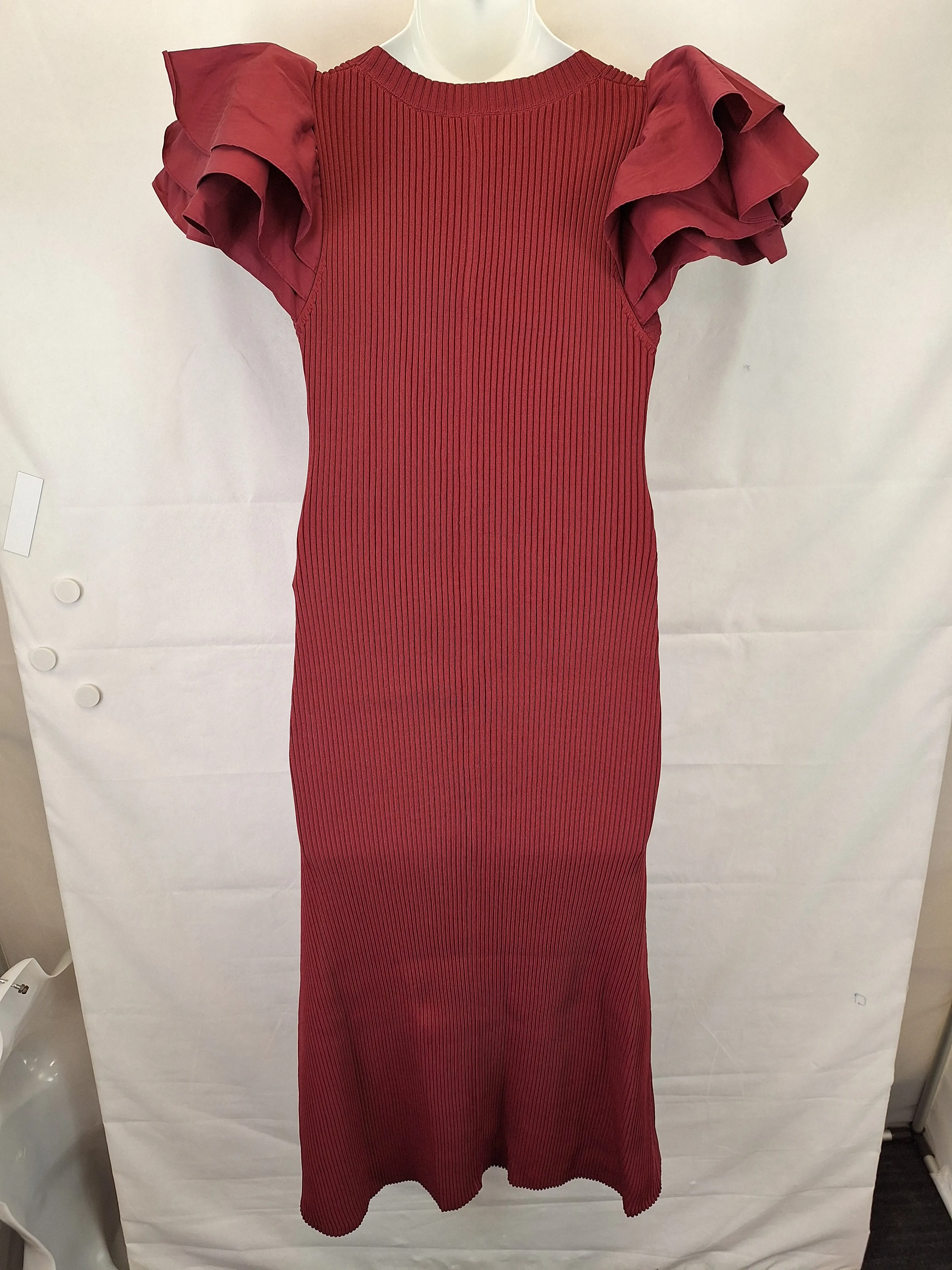 Aje Mahogany Puff Sleeve Midi Dress Size L