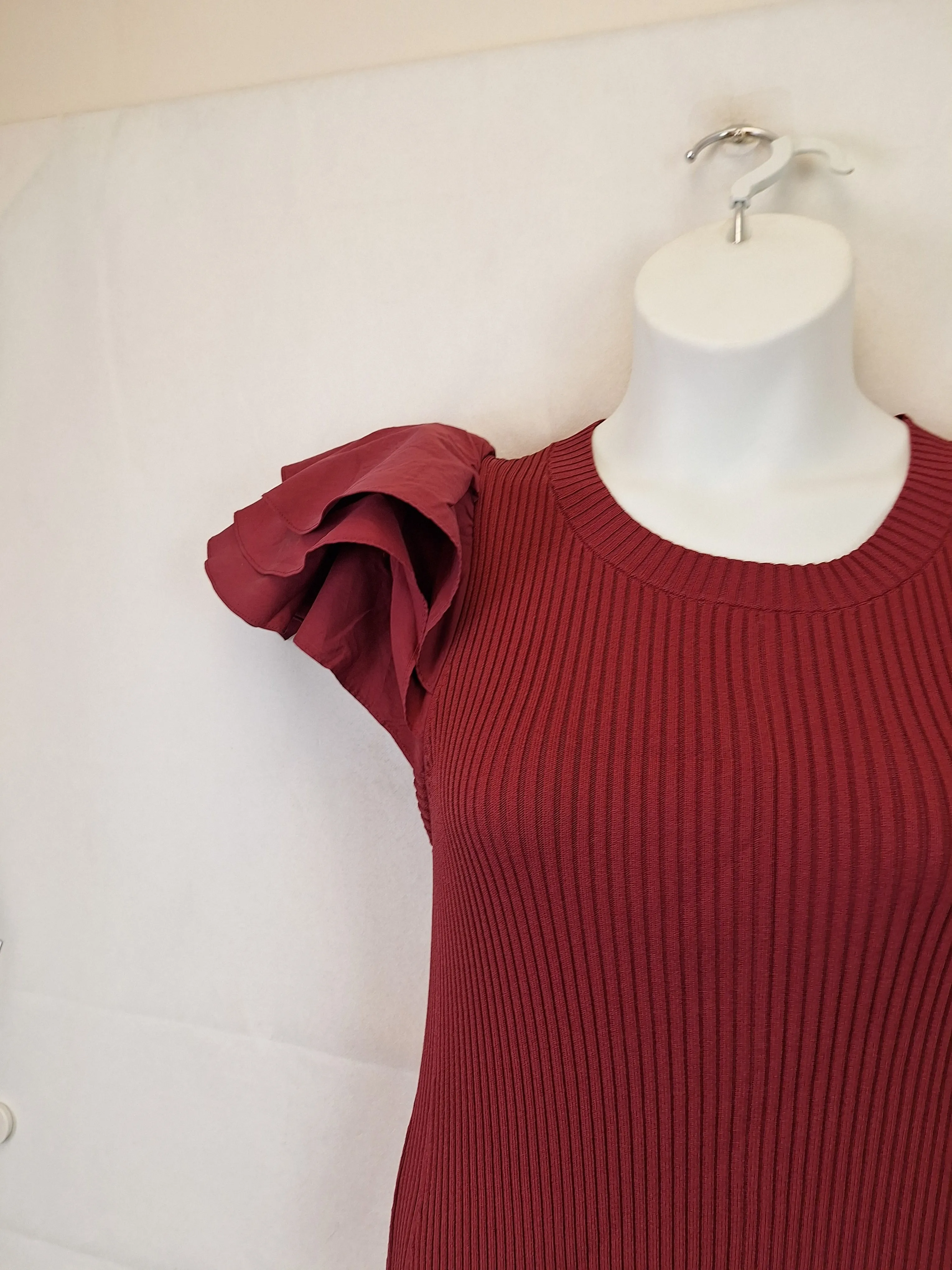 Aje Mahogany Puff Sleeve Midi Dress Size L