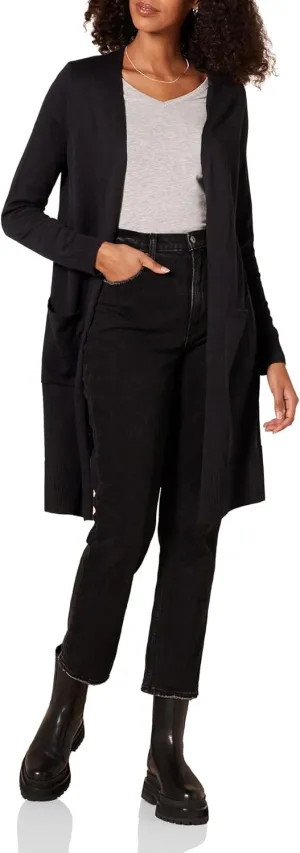Amazon Essentials Women's Lightweight Longer Length Open-Front Long-Sleeve Cardigan Sweater (Available in Plus Size)
