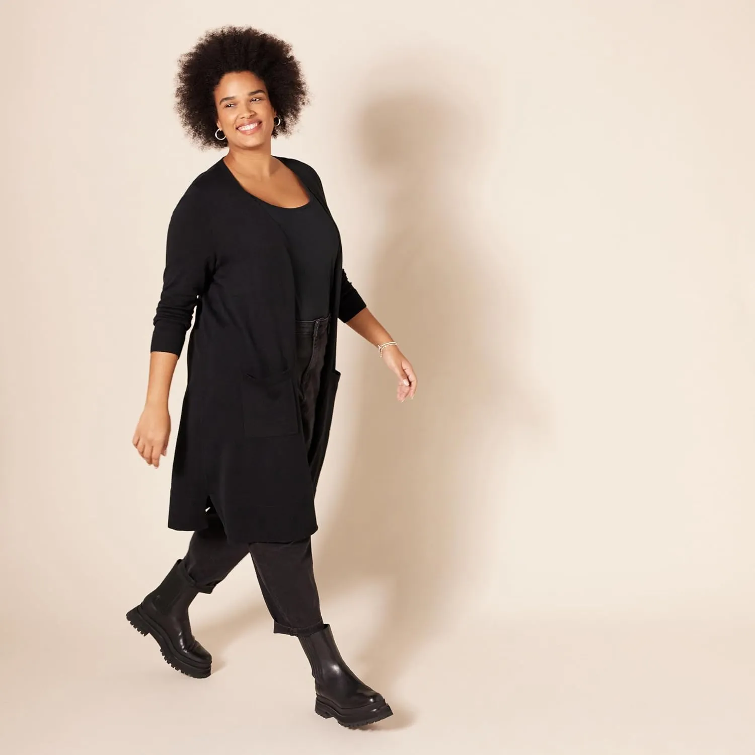 Amazon Essentials Women's Lightweight Longer Length Open-Front Long-Sleeve Cardigan Sweater (Available in Plus Size)