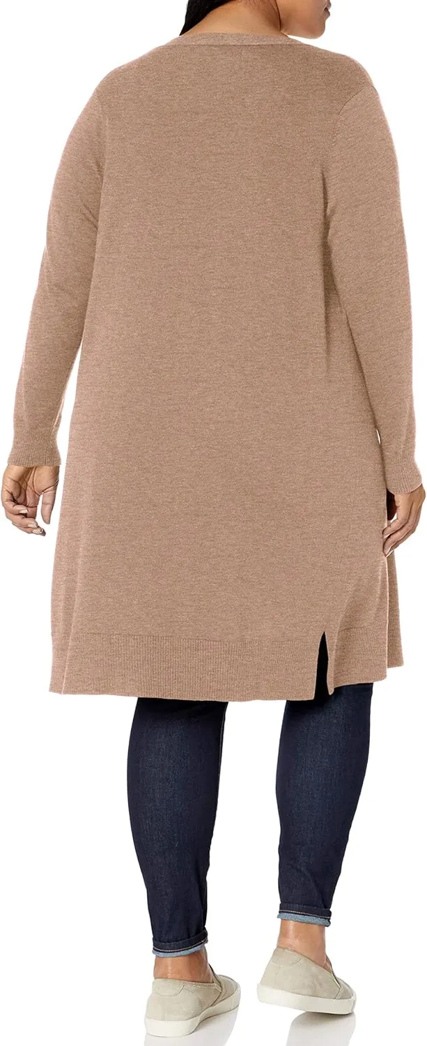 Amazon Essentials Women's Lightweight Longer Length Open-Front Long-Sleeve Cardigan Sweater (Available in Plus Size)