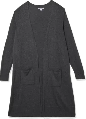 Amazon Essentials Women's Lightweight Longer Length Open-Front Long-Sleeve Cardigan Sweater (Available in Plus Size)