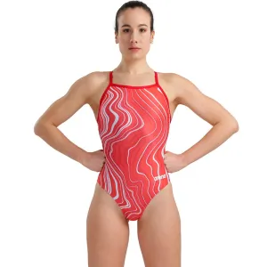 Arena - Marbled Lightdrop Back Ladies Swimsuit - Red/Multi