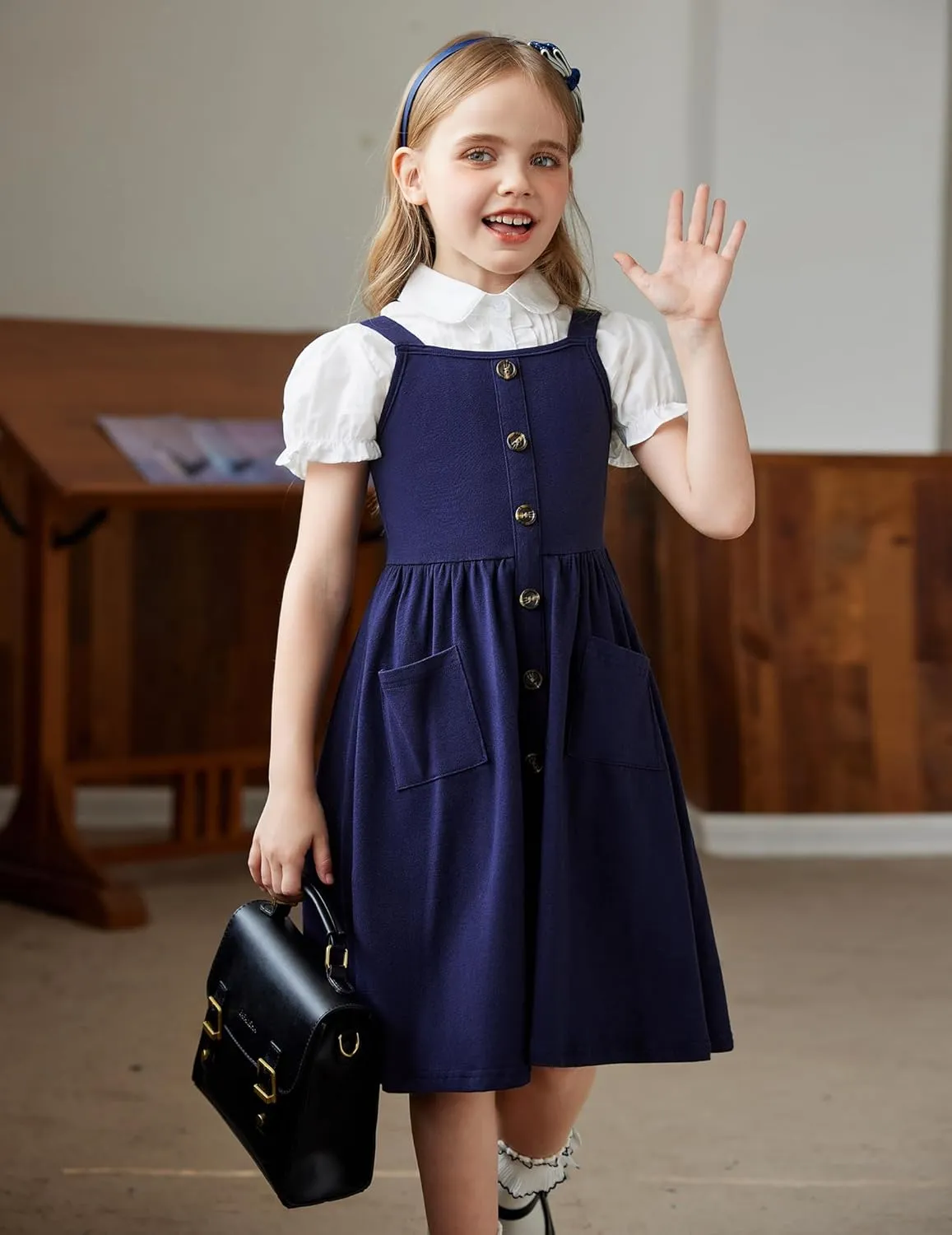 Arshiner Girl's Spaghetti Strap Button Down Midi Sleeveless Summer Casual Sundress A-line Dress with Pockets