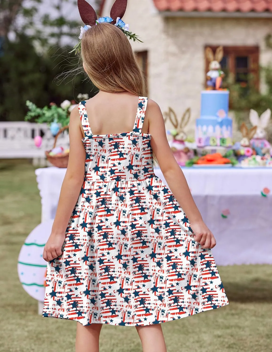 Arshiner Girl's Spaghetti Strap Button Down Midi Sleeveless Summer Casual Sundress A-line Dress with Pockets