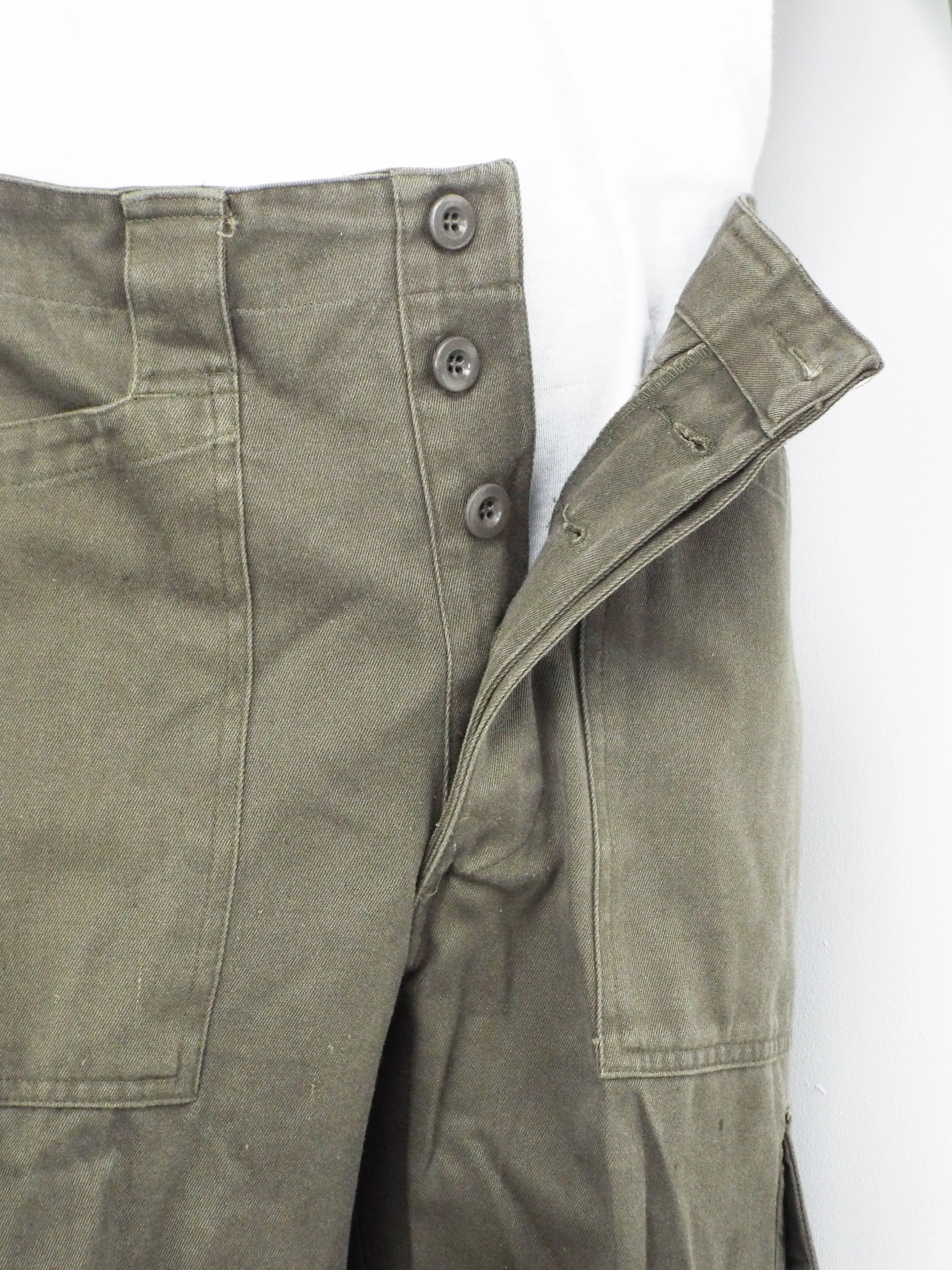 Austrian Olive Green Combat Trousers - button fly - Grade 1