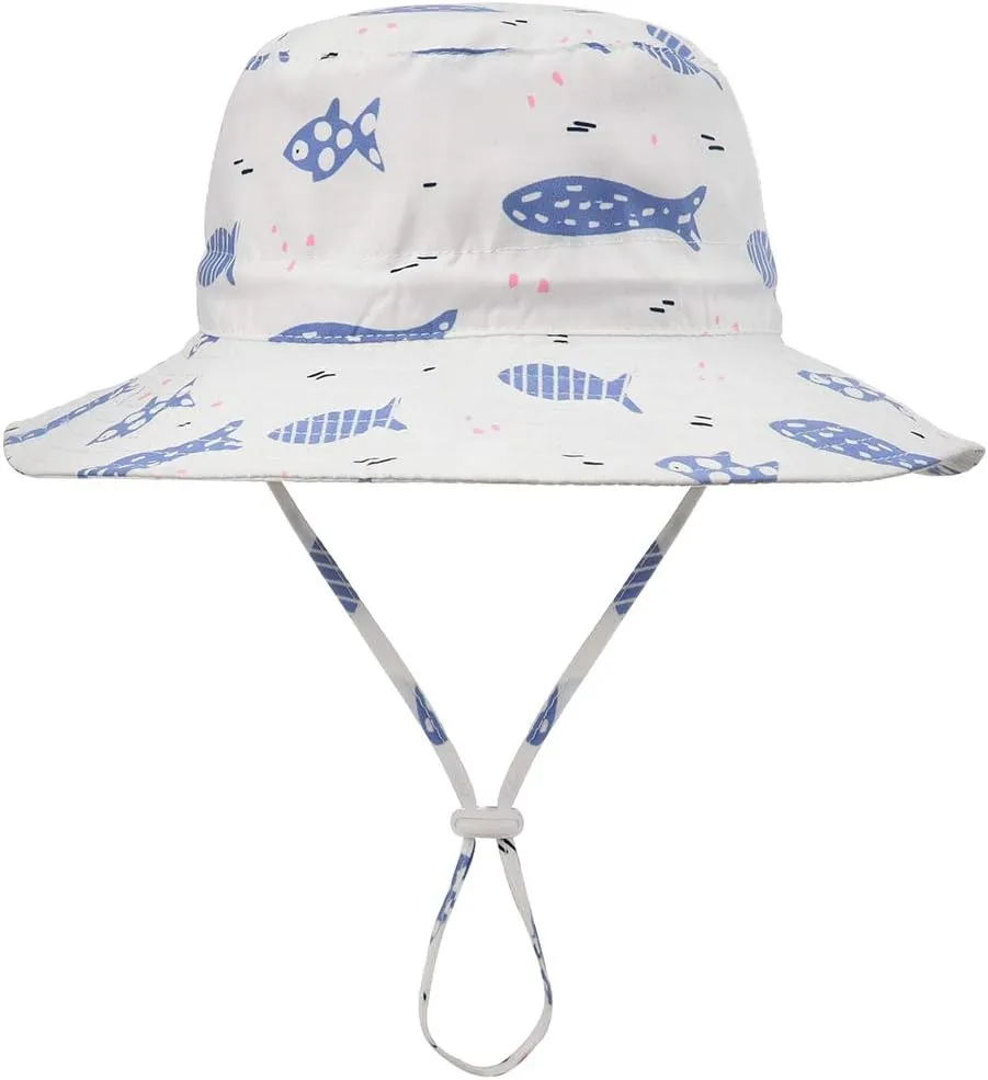 Baby Sun Hat Adjustable - Outdoor Toddler Swim Beach Pool Hat Kids UPF 50  Wide Brim Chin Strap Summer Play Hat