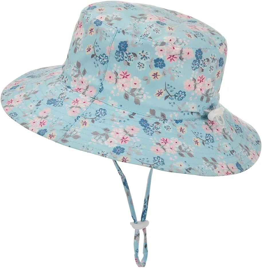 Baby Sun Hat Adjustable - Outdoor Toddler Swim Beach Pool Hat Kids UPF 50  Wide Brim Chin Strap Summer Play Hat