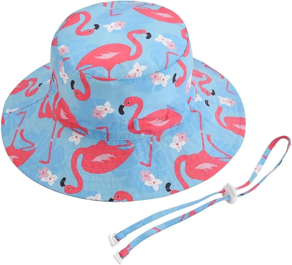 Baby Sun Hat Adjustable - Outdoor Toddler Swim Beach Pool Hat Kids UPF 50  Wide Brim Chin Strap Summer Play Hat