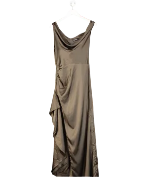 Babyboo Brown Off Shoulder Satin Dress UK XL