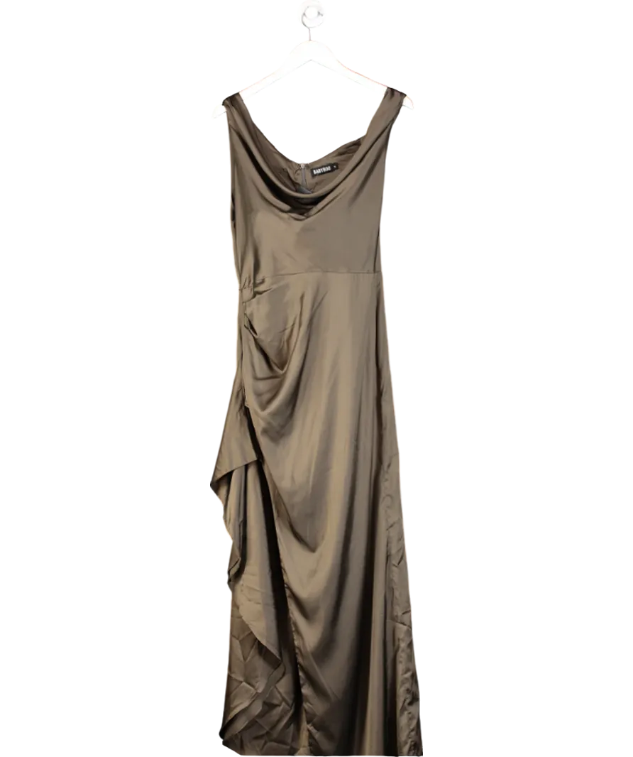 Babyboo Brown Off Shoulder Satin Dress UK XL