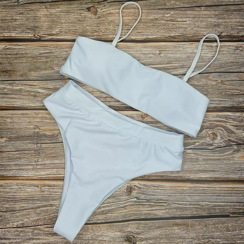 Beach Plain High Rise Triangle Bikinis Sets