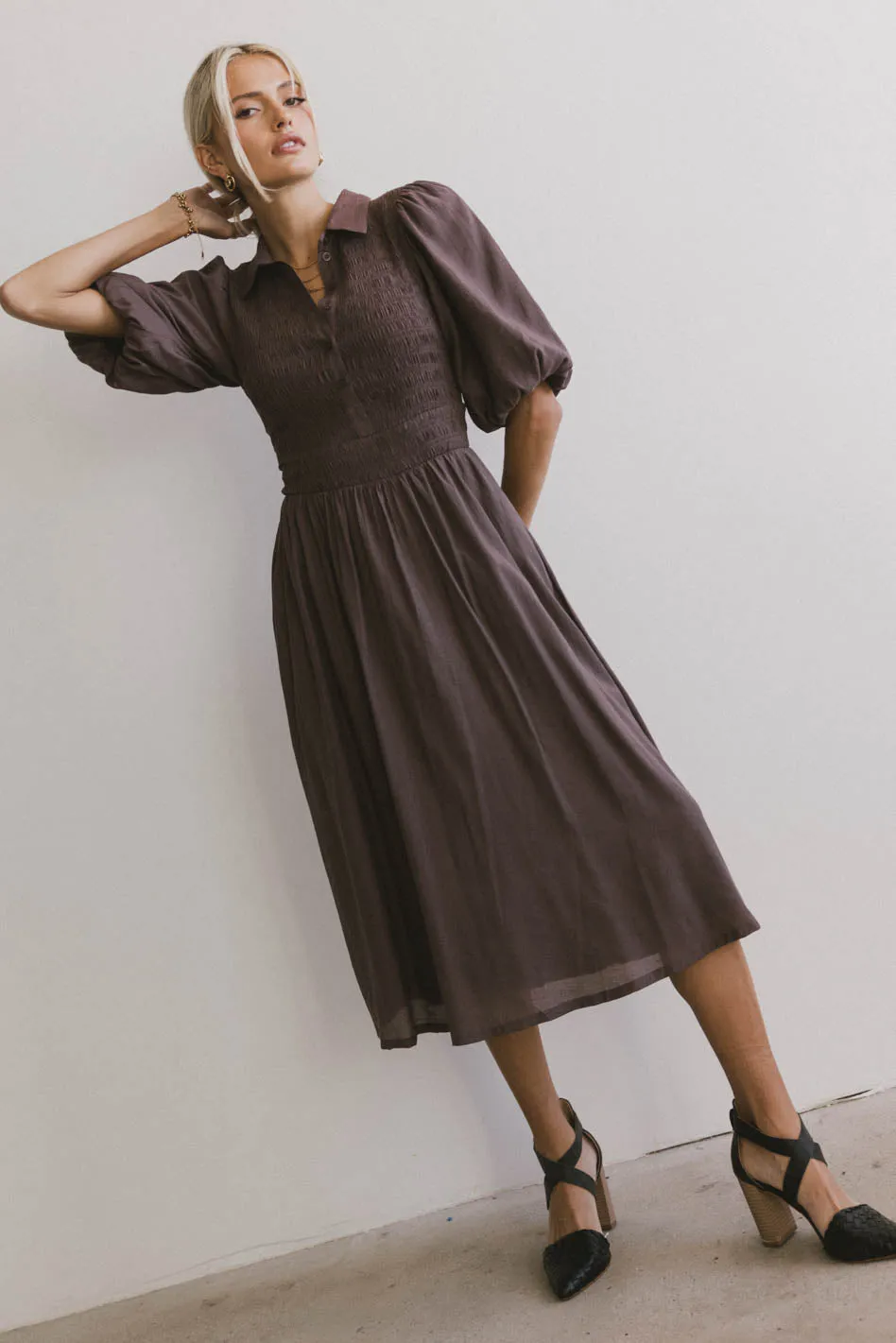 Belen Midi Dress in Mauve