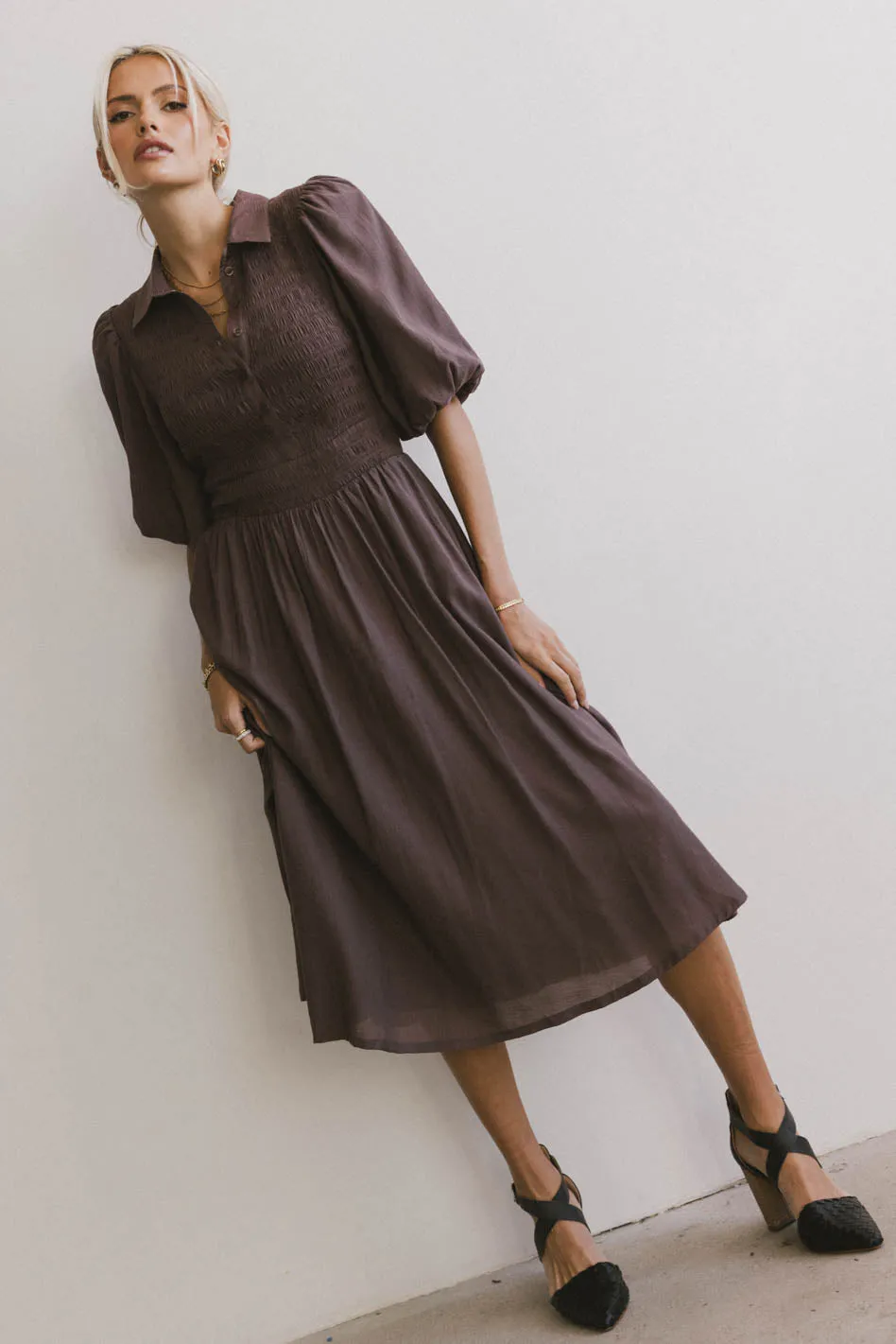 Belen Midi Dress in Mauve