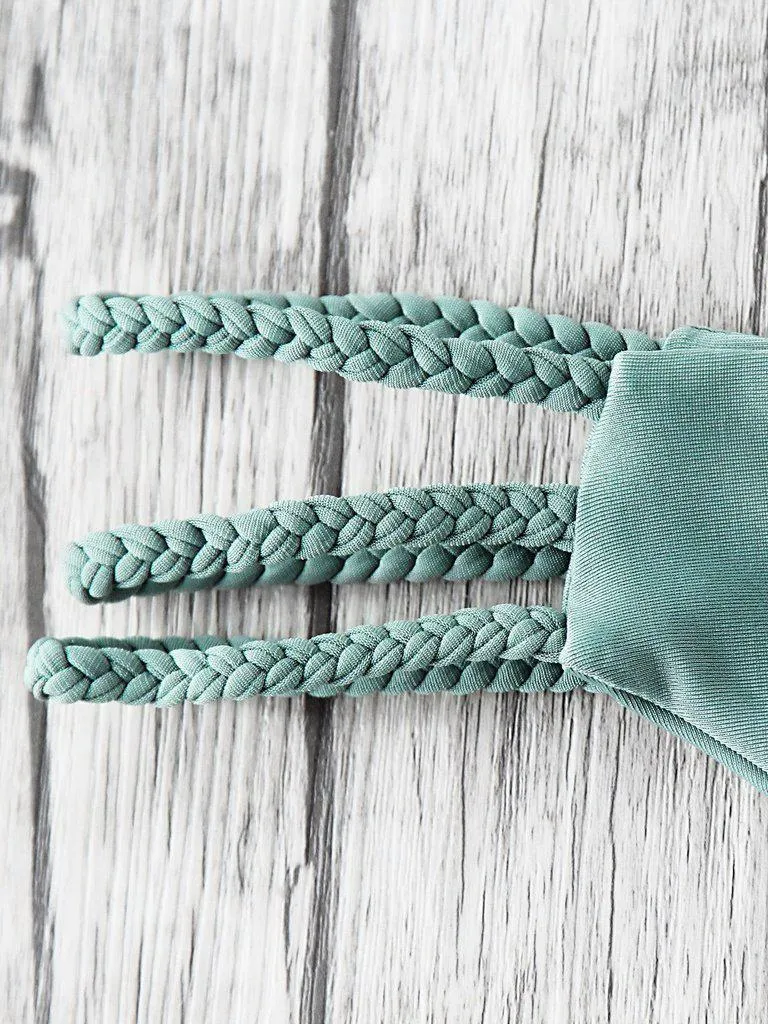 Braided Strap Side Cutout Seam Bikini Set