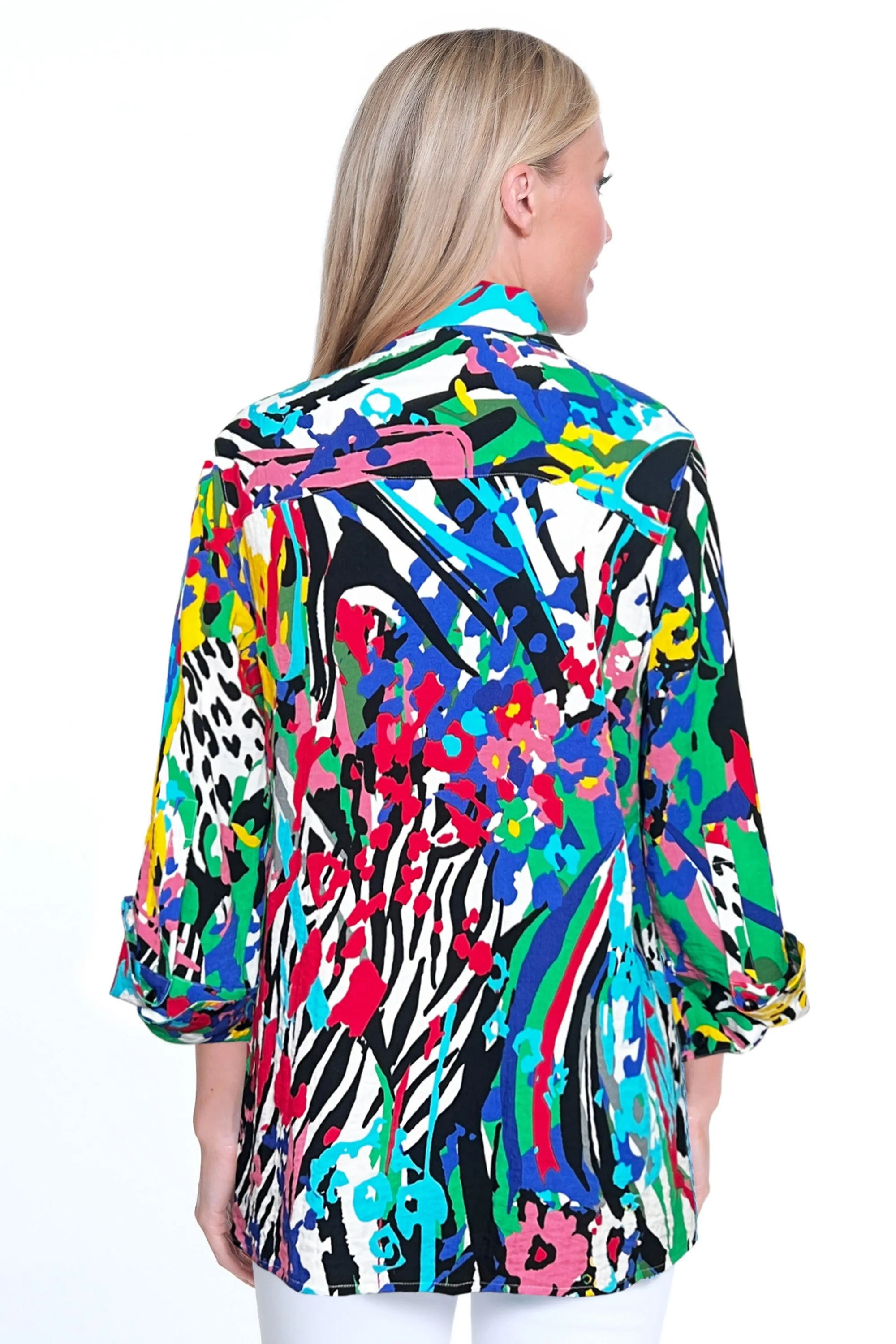 Button Front Tunic- Petite- Multi