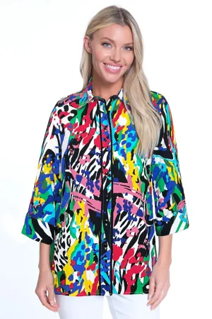 Button Front Tunic- Petite- Multi