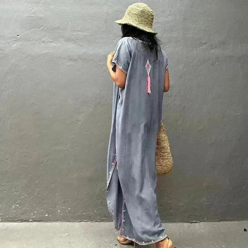 Casual Swimsuit Cover Up For Women Loose Beach Bikini Blouse Dress.