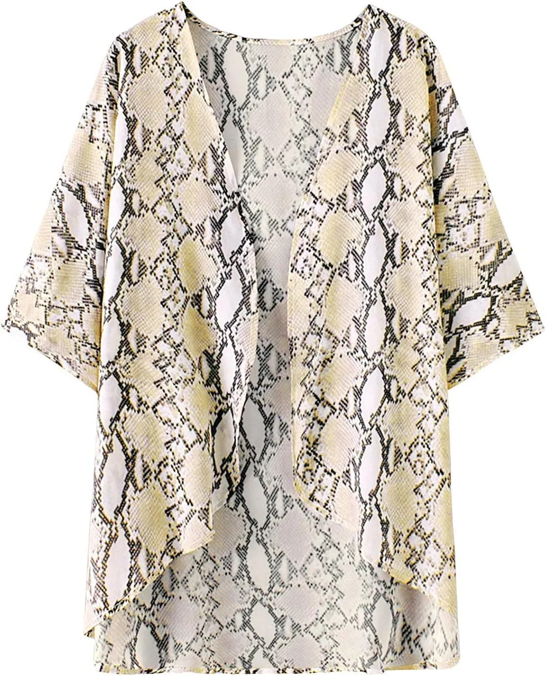 ChainJoy Women's Summer Beach Boho Chiffon Kimono Cardigans Sheer Open Front Cover Ups Tops