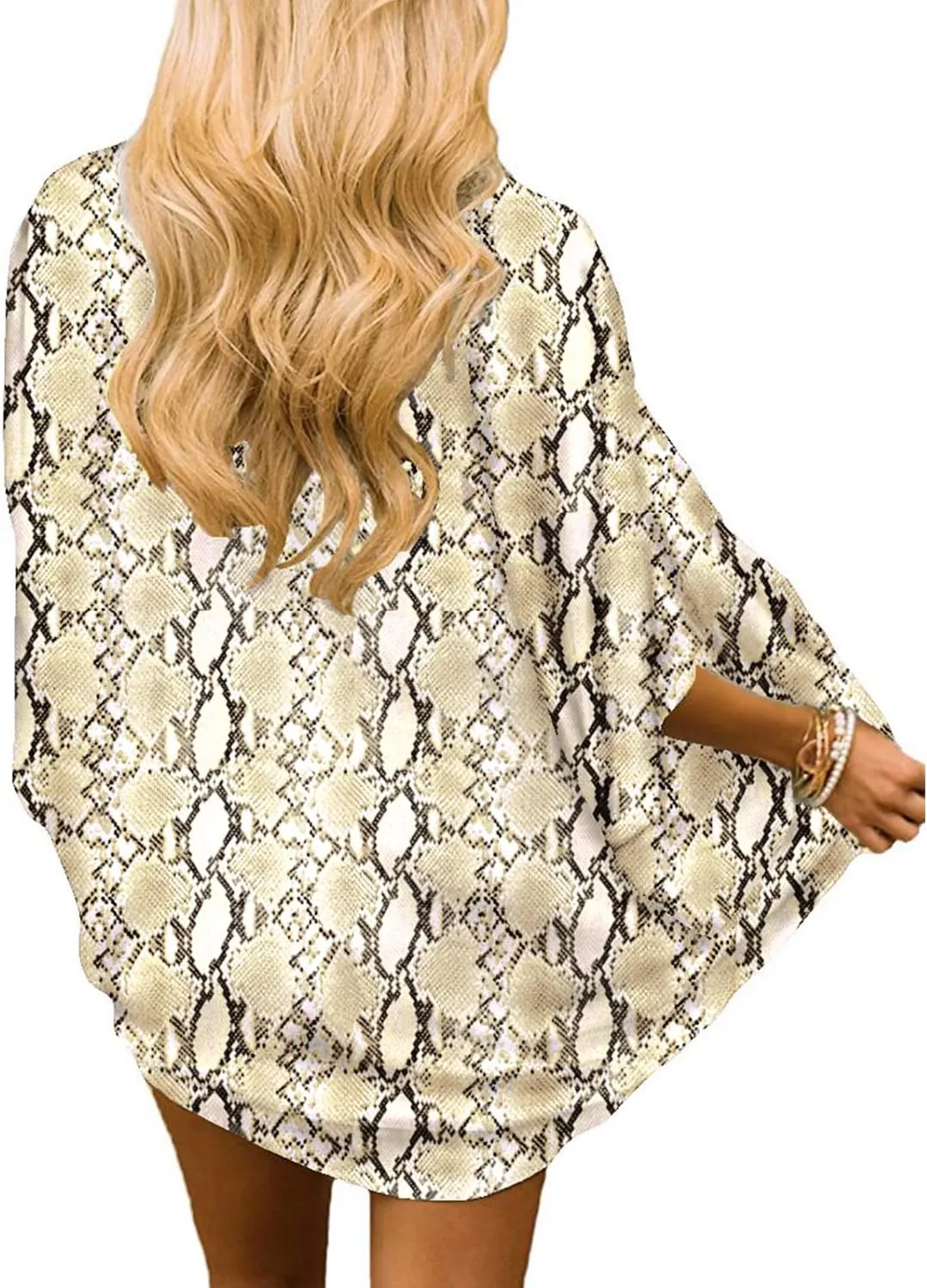 ChainJoy Women's Summer Beach Boho Chiffon Kimono Cardigans Sheer Open Front Cover Ups Tops