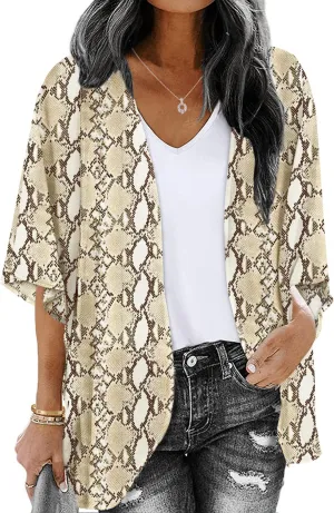 ChainJoy Women's Summer Beach Boho Chiffon Kimono Cardigans Sheer Open Front Cover Ups Tops