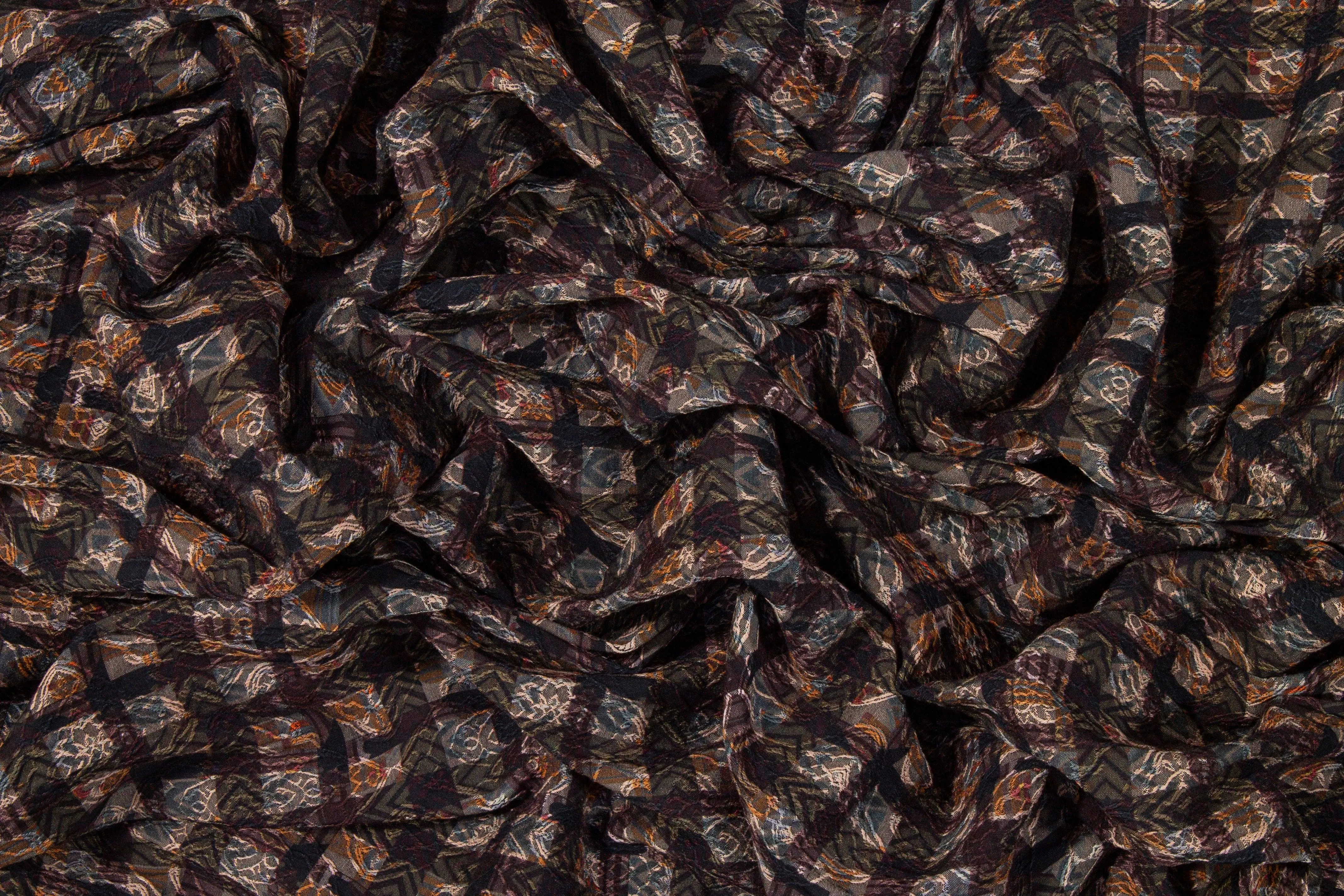 Checked Italian Stretch Brocade - Purple and Orange