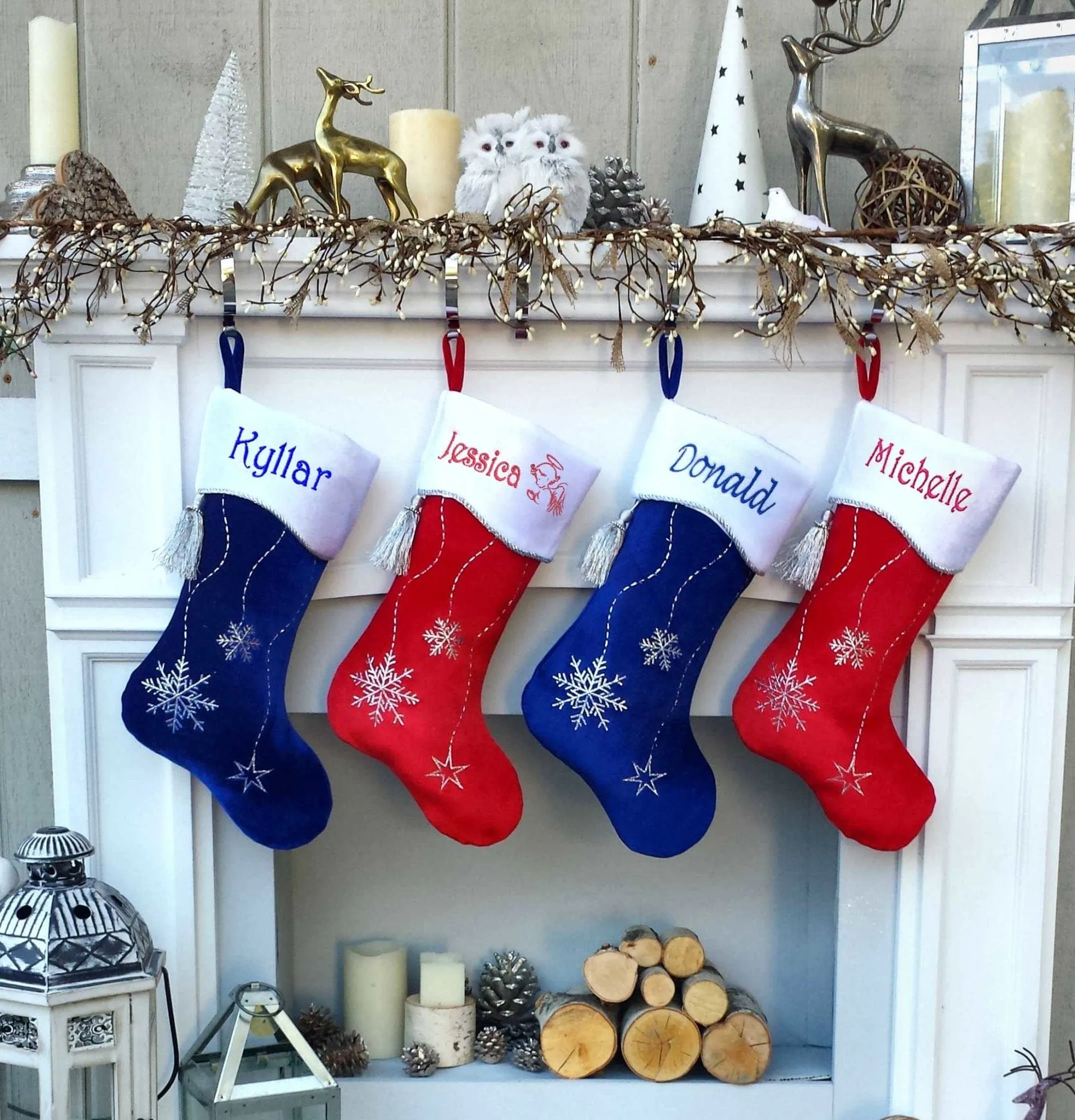 Christmas Stocking Personalized - Happy Santa, Snowman, Cat, Dog, Family XMAS Stockings