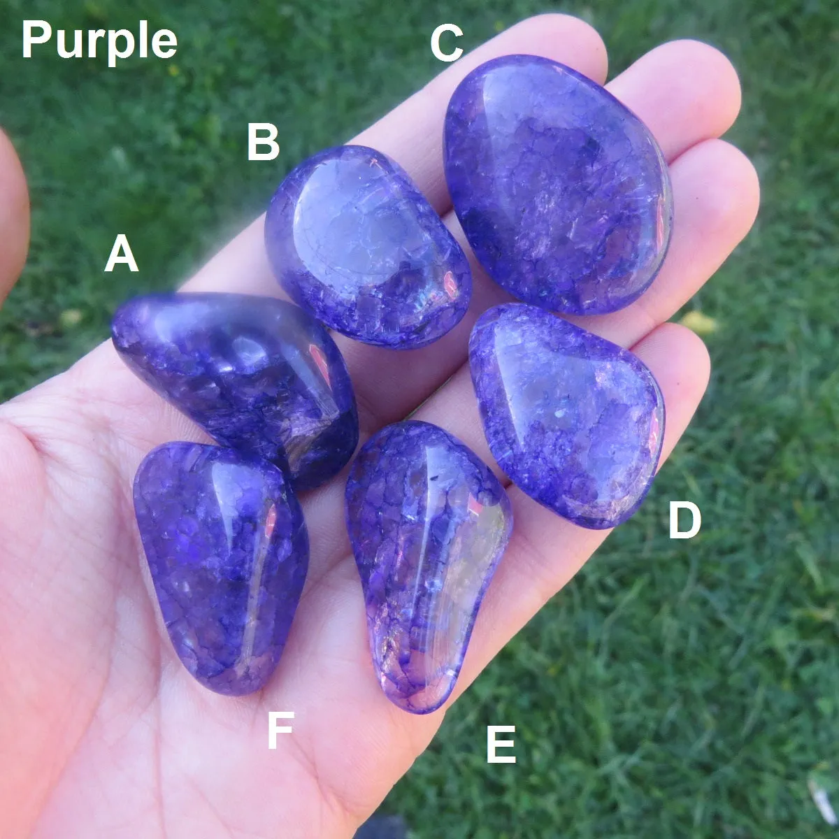 Colored Crackle Quartz Tumbled Stone | Fire and Ice Quartz