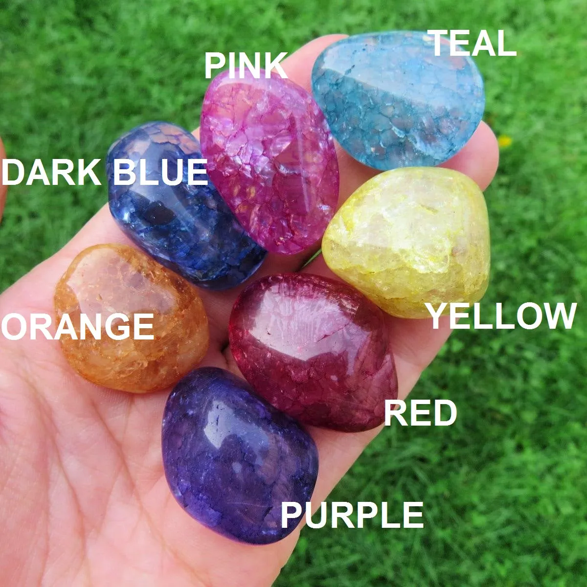 Colored Crackle Quartz Tumbled Stone | Fire and Ice Quartz