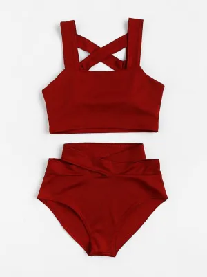 Criss Cross High Waist Bikini Set
