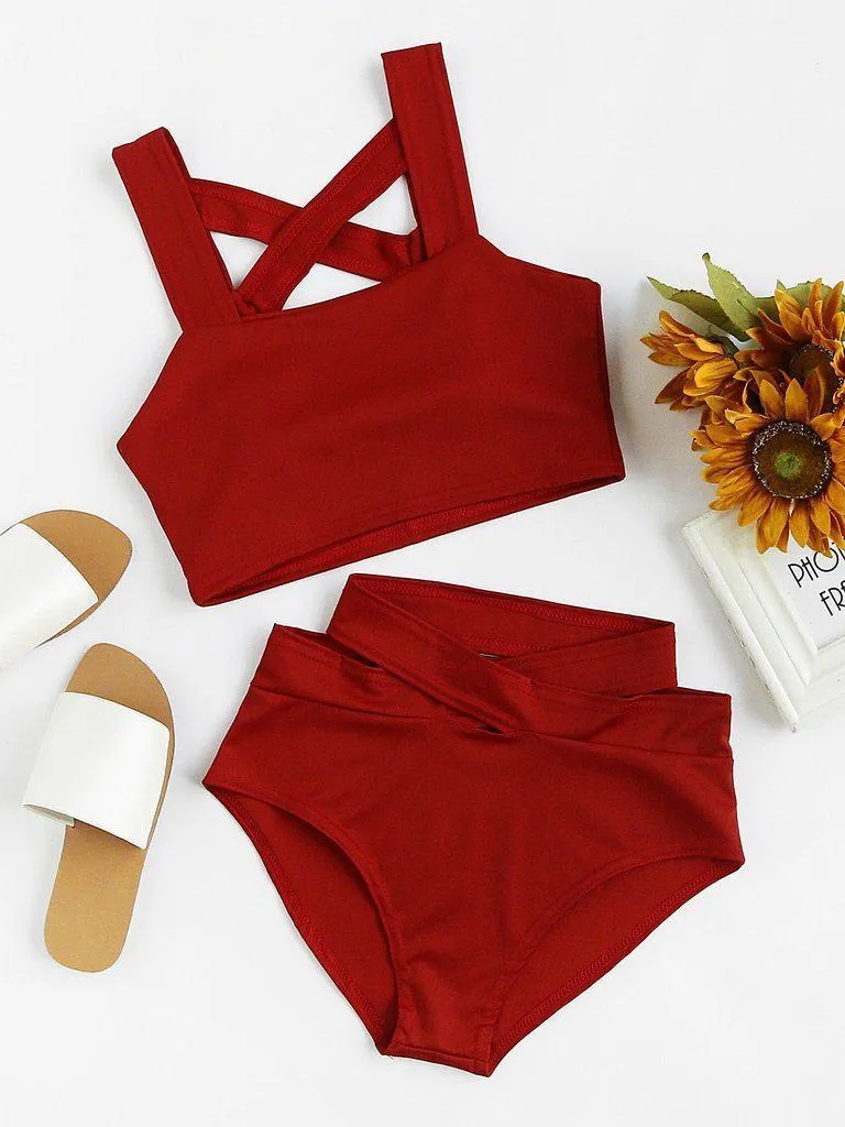 Criss Cross High Waist Bikini Set