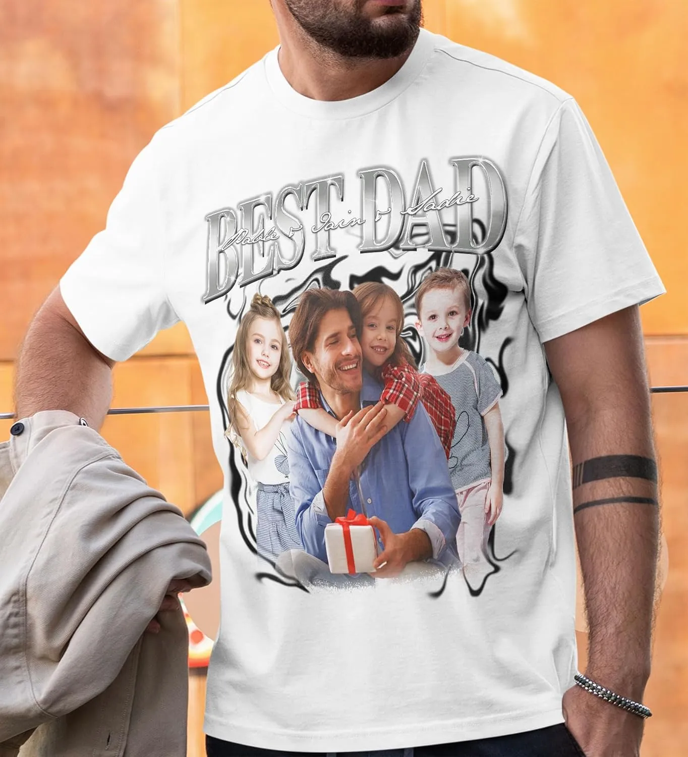 Custom Dad Shirts for Men, Personalized Dad T-Shirt with Kids Name, Customized Father's Day Birthday Gifts, Made in USA
