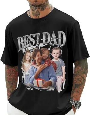 Custom Dad Shirts for Men, Personalized Dad T-Shirt with Kids Name, Customized Father's Day Birthday Gifts, Made in USA