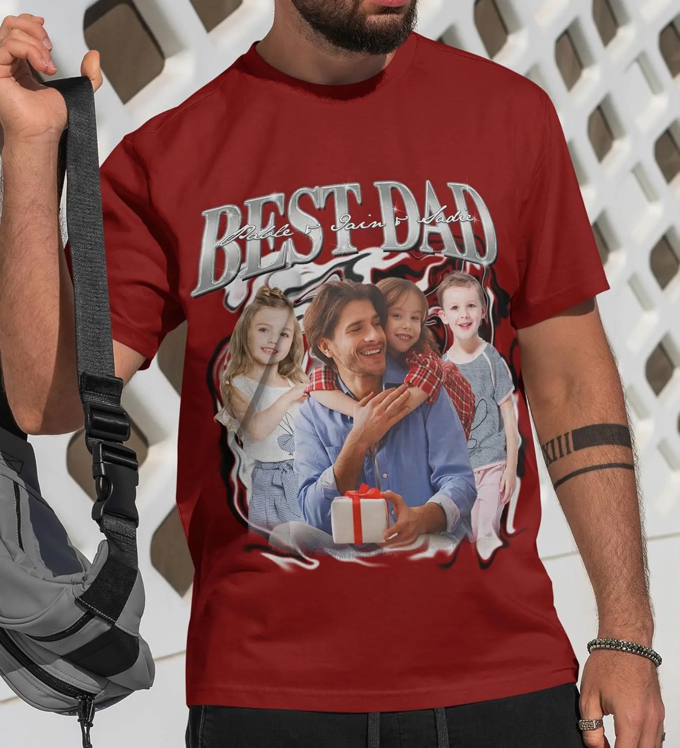 Custom Dad Shirts for Men, Personalized Dad T-Shirt with Kids Name, Customized Father's Day Birthday Gifts, Made in USA