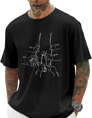 Custom Dad Shirts for Men, Personalized Dad T-Shirt with Kids Name, Customized Father's Day Birthday Gifts, Made in USA