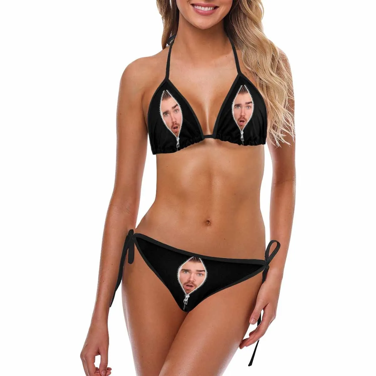 Custom Face Bikini Swimsuit-Zipper Photo